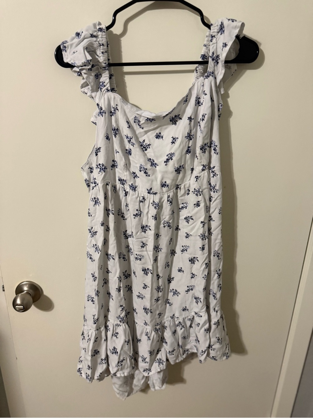 Arizona Jean Company White Mini Dress with Blue Floral Print